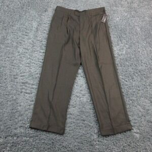 John Henry Pants Mens 36x30 Olive Charcoal Dress Pleated Cuffed 36x29.5* NWT